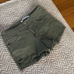 Olive Frayed Hem Denim Shorties